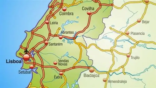 Карта автомагистралей Португалии: центральная часть