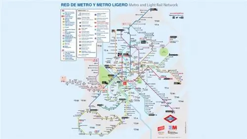 Карта сети метро и легкорельсового транспорта Мадрида