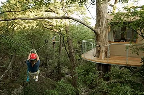 Остин Проведите свой день (и ночь) на деревьях в Cypress Valley Canopy Tours, расположенном недалеко от Остина, штат Техас. 90-минутный тур включает в себя пять застежек-молнии и два моста для неба, каждый из которых плетит через рощи Cypress, которые достигают высоты более 100 футов от пола долины. На месте, два варианта размещения домиков на дереве - гнездо и Lofthaven II - выполняют каждую внутреннюю детскую мечту провести ночь с зеленым зеленым горизонтом.