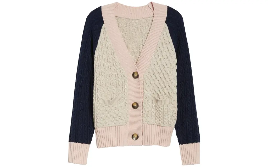 BP-Colorblock-кабель вязки кнопки-кардиган-COZYSALE0918