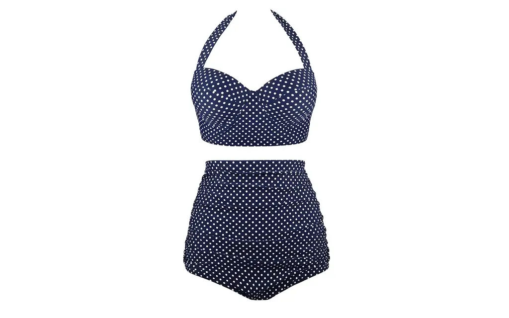 angerella-ретро-горошек высокой талией-бикини-амазонка-AMAZONSWIM0319