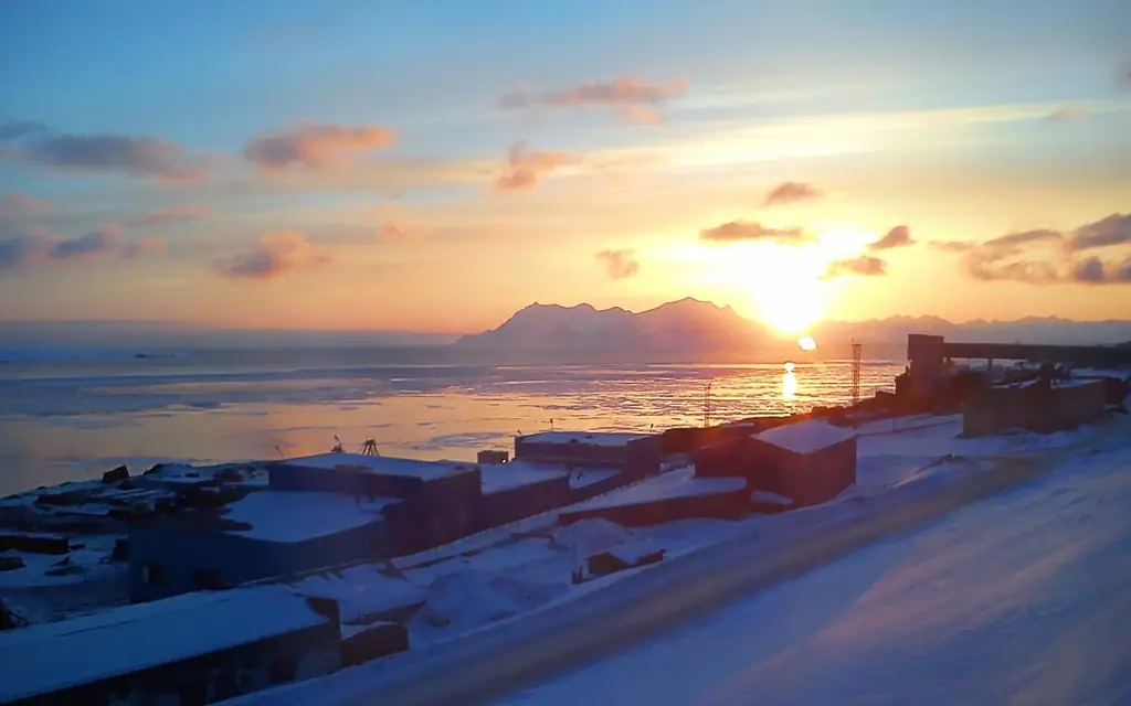 The Russian settlement of Barentsburg. The Spitsbergen archipelago. Norway