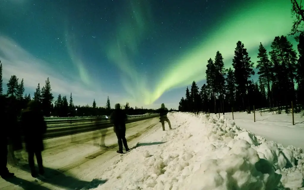 Northern lights (Aurora Borealis) over Kiruna, Swedish Lapland