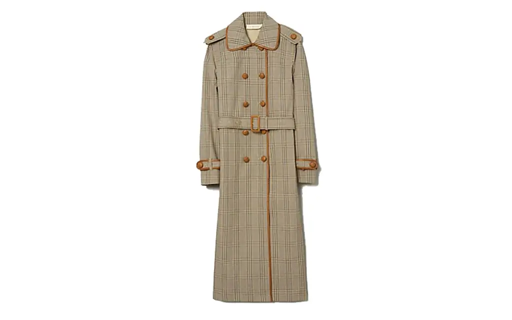 тори-Burch-клетчатое-траншейное пальто LONGCOATS0819
