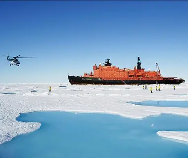 ice breaker cruise ship by the North Pole