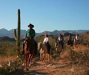 horseback riding in the desert in Tanque Verde Ranch, Tucson, AZ