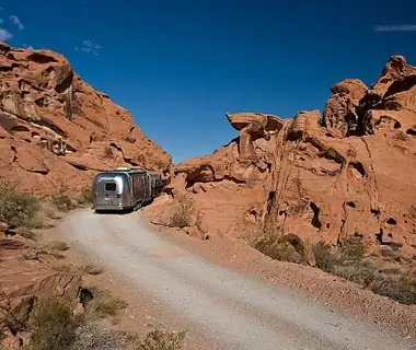 RV in Arch Rock Campground at Valley of Fire State Park, NV