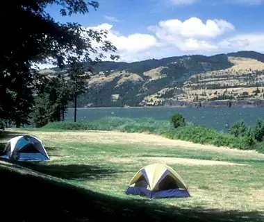 tents at Memaloose Campground in Memaloose State Park, Oregon