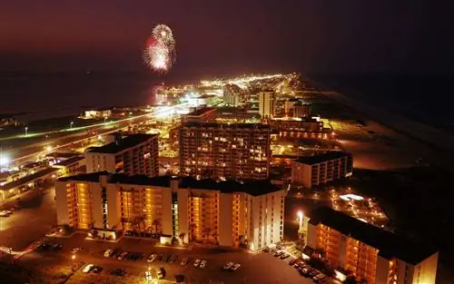 Фейерверк, остров Саут-Падре, Техас