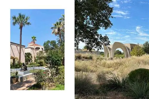 Сад в Художественном музее Макнея и структура в Confluence Park