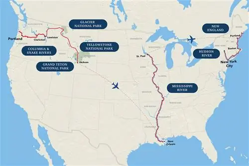 60-дневная карта круизов по Соединенным Штатам американской круизной линии
