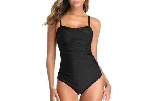 Smismivo Tummy Control Купальники без бретелек Цельный купальник с рюшами Купальники для женщин для похудения Bandeau Tube Top Bikini
