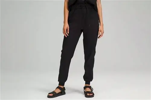 Эластичные джоггеры с высокой посадкой, полная длина