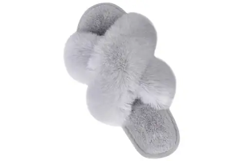 Женские тапочки с перекрестными ремешками Fuzzy Soft House Slippers
