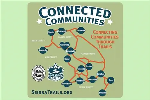 Графика с приблизительно точной картой Затерянного маршрута Сьерра, соединяющего горные поселения.