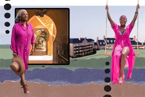 Мэриэнн Лум и Джнейн Тамсна с Дэнни Риверсом Митчеллом из Black Girls Travel Too на качелях. Это фотоколлаж