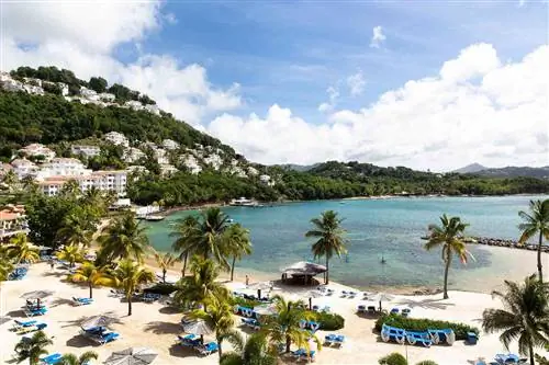Вид с воздуха на курорт Windjammer Landing Villa Beach Resort в Сент-Люсии