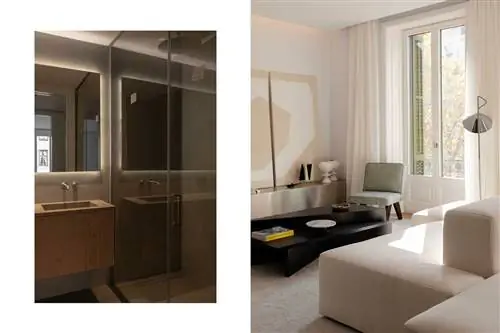 Ванная комната и жилое помещение в квартире Lilo Collection, Barcelona Collection Ванная комната и жилое помещение в квартире Lilo Collection, Barcelona Collection