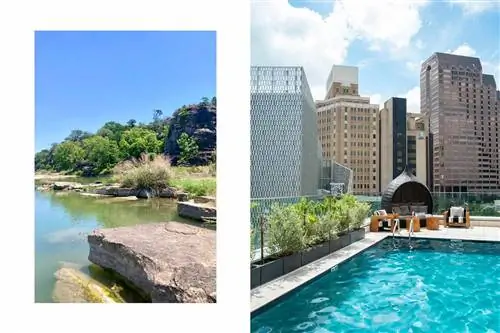 Река Педерналес и изображение бассейна в отеле Thompson Hotel San Antonio.