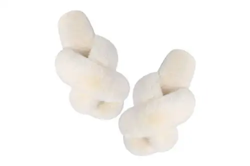 Женские тапочки с перекрестными ремешками Fuzzy Soft House Slippers