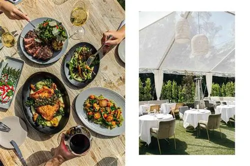 Столовая и ресторан на ранчо Calamigos Guest Ranch в Малибу, Калифорния.