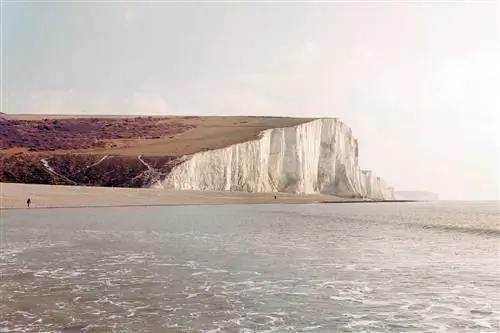 Пляж и скалы в Cuckmere Haven, Seaford в Восточном Суссексе, Англия
