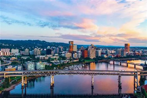 Восход солнца в Портленде, штат Орегон