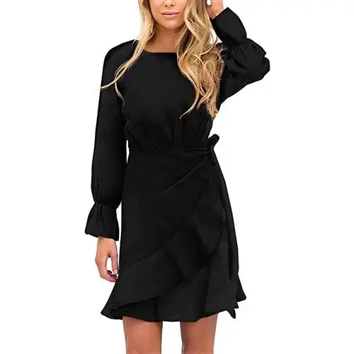 Мини-платье Relipop с принтом и длинными рукавами с круглым вырезом и оборками в виде рыбьего хвоста