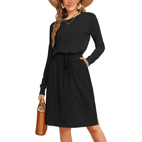 Simier Fariry Womens Hide Belly Mid Length Work Повседневное платье с карманами Simier Fariry Womens Hide Belly Mid Length Work Повседневное платье с карманами