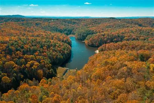 Вид с воздуха на государственный парк Pipestem Resort Вид с воздуха на государственный парк Pipestem Resort