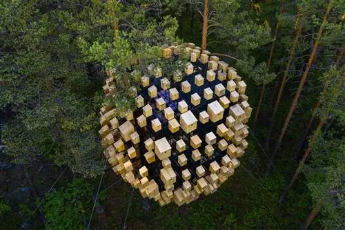 Вид с воздуха на Биосферу, Treehotel, Швеция