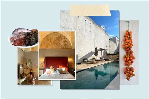 Фотографии Софи и Элизы из их поездки в Италию, показывающие Остуни, проживание в роскошном отеле и морепродукты.