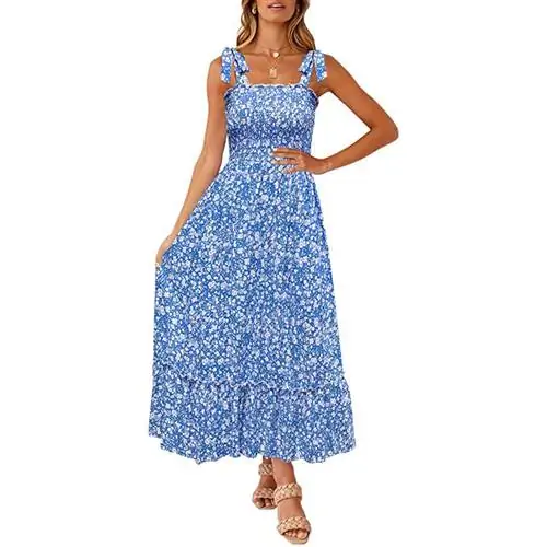 Женские летние бохо-спагетти ZESICA с квадратным вырезом и однотонными рюшами