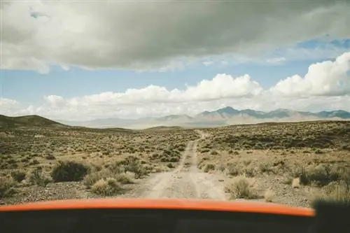 Вид из лобового стекла автомобиля во время ралли Rebelle