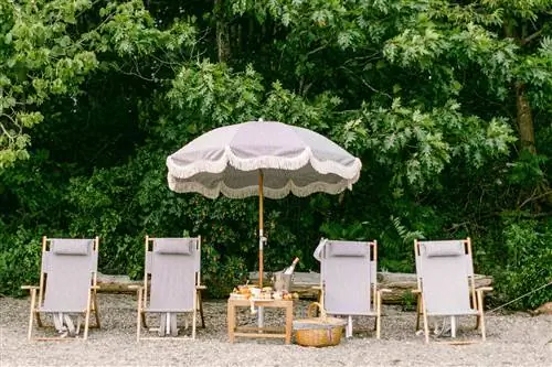 Шикарные шезлонги и зонтик для пикника на острове Клапборд