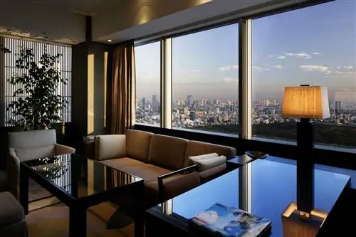 Вид из люкса отеля Park Hyatt Tokyo, признанного одним из лучших отелей Токио.