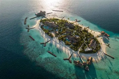 Вид с воздуха на Waldorf Astoria Maldives Ithaafushi