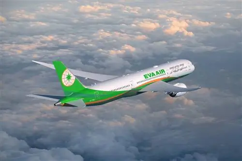 Вид с воздуха на самолет EVA Airways