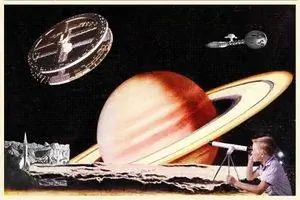 Цифровые фотоколлажи в стиле ретро о космических путешествиях