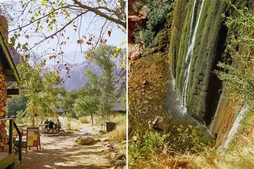 Пара фотографий из национального парка Гранд-Каньон, на которых запечатлен пикник на ранчо Фантом и водопад Риббон.