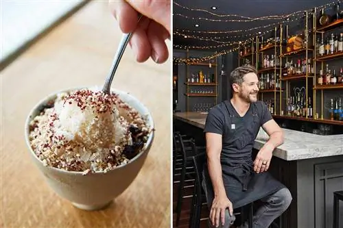 Сцены из Филадельфии, штат Пенсильвания, в том числе ледяная стружка в маленькой миске и шеф-повар, сидящий за стойкой ресторана.