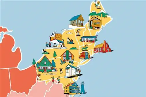 Иллюстрированная карта популярных Airbnbs в США.