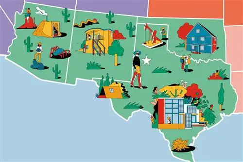 Иллюстрированная карта популярных Airbnbs в США.