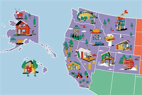 Иллюстрированная карта популярных Airbnbs в США.