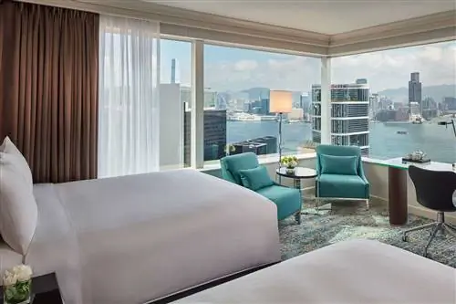 JW Marriott Hotel Hong Kong, Номер Делюкс - Двуспальные кровати - Вид на гавань Гонконг, Китай