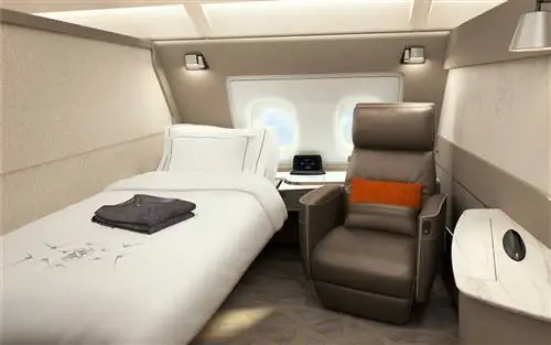 Вид внутри люксов Singapore Airlines