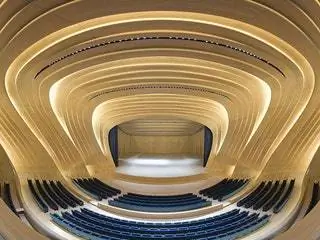 Это изображение может содержать Аудиторный зал Театральная комната В помещении Здание Перила и архитектура
