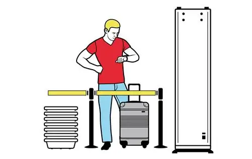 CNT Intel Illo Иллюстрация Человек, ожидающий в TSA Security Время ожидания ожидания