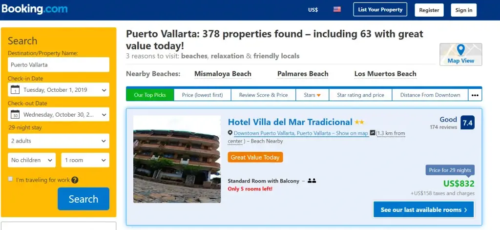 Бронирование и отели Комбинированный Пуэрто-Вальярта