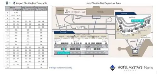 Расписание бесплатного трансфера от/до аэропорта Mystays Narita с указанием времени